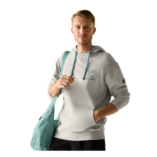 Regatta Mens Cline Back Print Hoodie (Grey Marl/Mediterranea) - Image 4