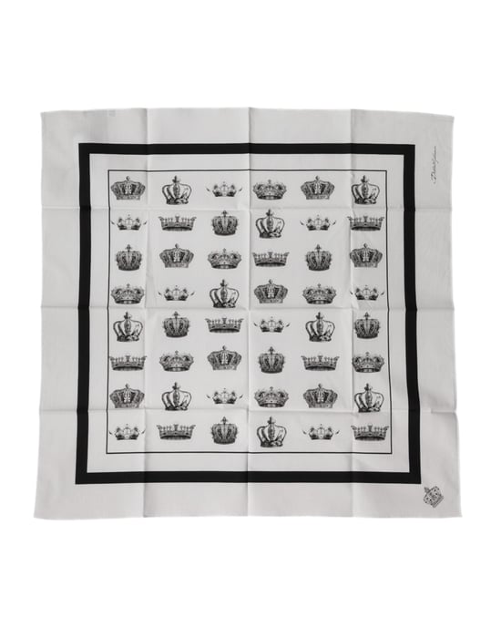 Dolce & Gabbana Vit Krona Bomull Fyrkantig Foulard Scarfs - Image 2