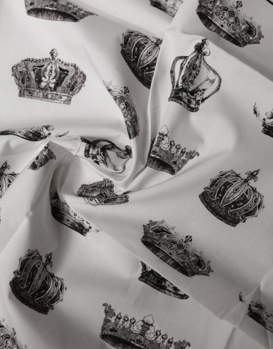 Dolce & Gabbana Vit Krona Bomull Fyrkantig Foulard Scarfs - Image 3