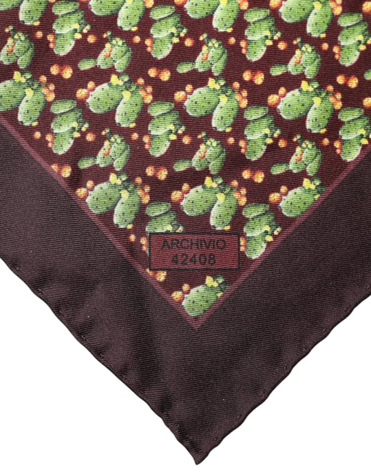 Dolce & Gabbana Bruin Cactusprint Vierkante Zakdoek Sjaal - Image 3