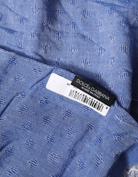 Dolce & Gabbana Blauwe Kant Sjaal Katoenen Nekwrap Schal - Image 5