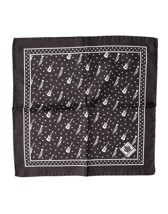 Dolce & Gabbana Zwarte Gitaar Trompet Heren Zakdoek Sjaal - Image 1