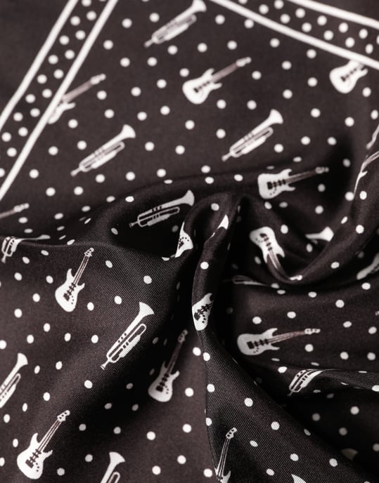 Dolce & Gabbana Zwarte Gitaar Trompet Heren Zakdoek Sjaal - Image 4