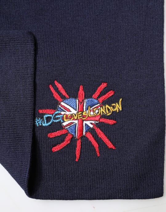 Dolce & Gabbana Blue Wool DG Loves London Neck Wrap Scarf - Image 3