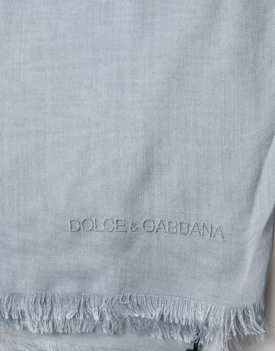Dolce & Gabbana Light Blue Kasjmier Gebreide Sjaal - Image 4