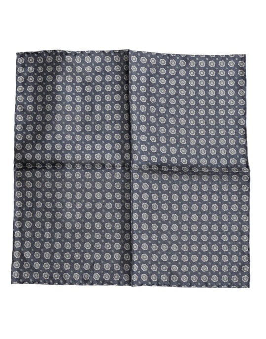 Dolce & Gabbana Blauwe Geprinte Zijden Vierkante Zakdoek Sjaal - Image 2