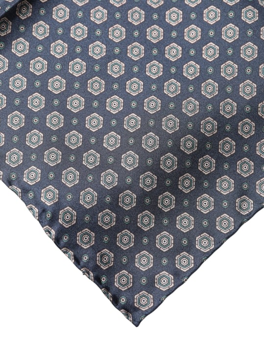 Dolce & Gabbana Blauwe Geprinte Zijden Vierkante Zakdoek Sjaal - Image 3