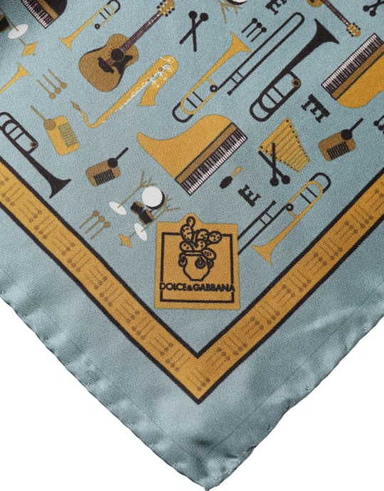Dolce & Gabbana Blauwe Jazz Club Vierkante Zakdoek Sjaal - Image 3