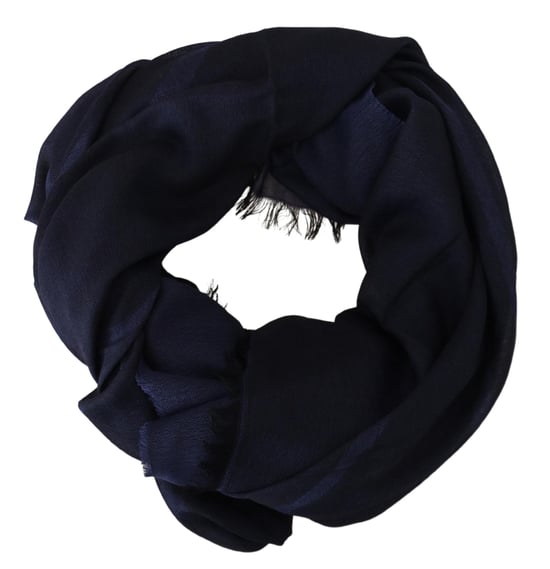 GF Ferre Donkerblauwe Wol Nekwrap Sjaal met Franje - Image 2