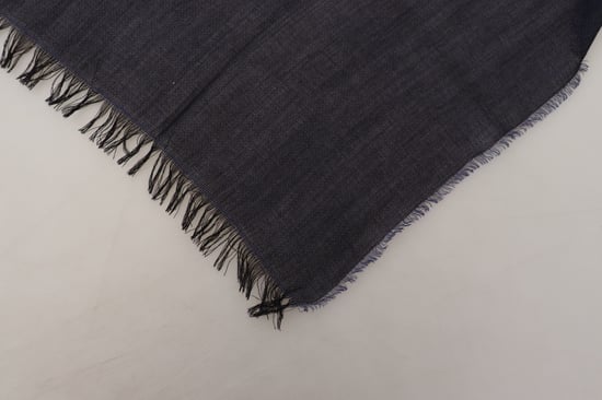 GF Ferre Donkerblauwe Wol Nekwrap Sjaal met Franje - Image 3