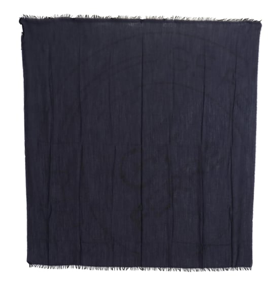 GF Ferre Donkerblauwe Wol Nekwrap Sjaal met Franje - Image 6