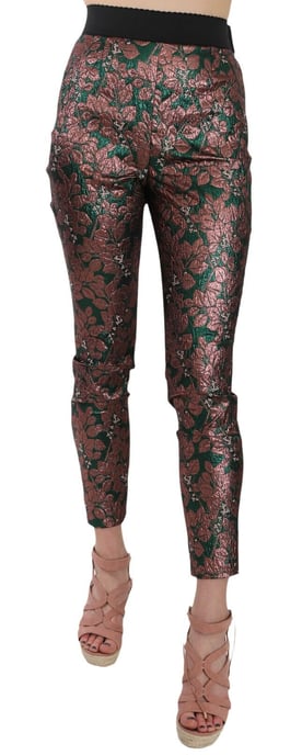 Dolce & Gabbana Multikleur Iriserende Brokaat Jacquard Broek Crop Pants - Image 1