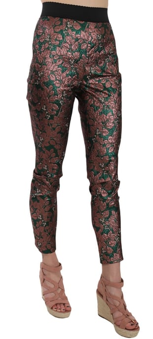 Dolce & Gabbana Multikleur Iriserende Brokaat Jacquard Broek Crop Pants - Image 2