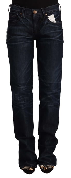Ermanno Scervino Donkerblauwe Middelhoog Taille Katoenen Denim Rechstreekse Jeans - Image 1