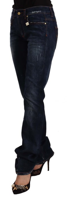 GF Ferre Donkerblauwe Gewassen Mid Waist Katoenen Denim Rechte Jeans - Image 2