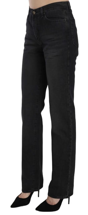 Just Cavalli Zwarte Gewassen Hoge Taille Rechte Denim Broek Jeans - Image 2