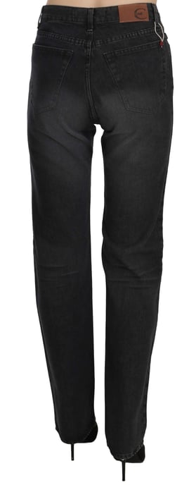 Just Cavalli Zwarte Gewassen Hoge Taille Rechte Denim Broek Jeans - Image 3