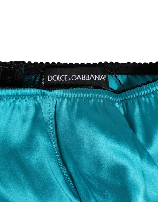 Dolce & Gabbana Aqua Green Satin Högmidjade Trosor Underkläder - Image 3