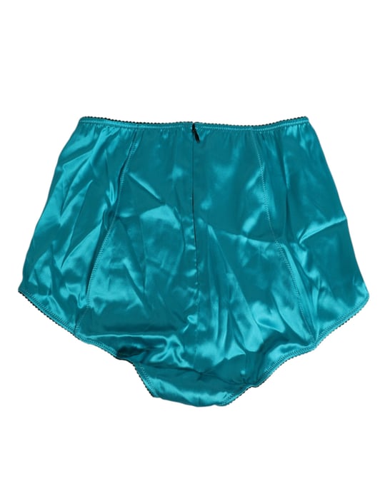 Dolce & Gabbana Aqua Green Satin Högmidjade Trosor Underkläder - Image 4
