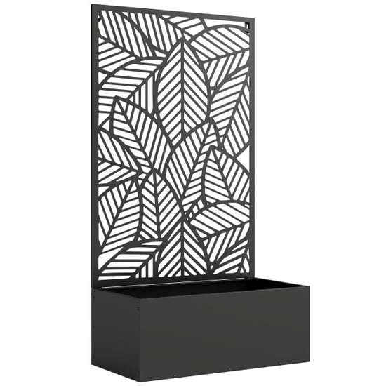 4goodz Plantenbak metaal met klimrek 30x60x113 cm zwart - Image 1
