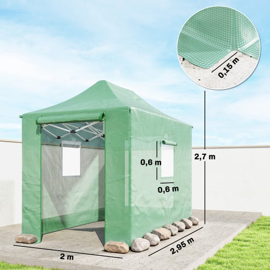 4goodz Pop-up foliekas met roldeur en pe raam 200x300x270 cm groen - Image 3