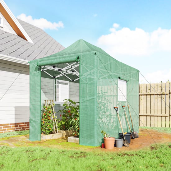 4goodz Pop-up foliekas met roldeur en pe raam 200x300x270 cm groen - Image 4
