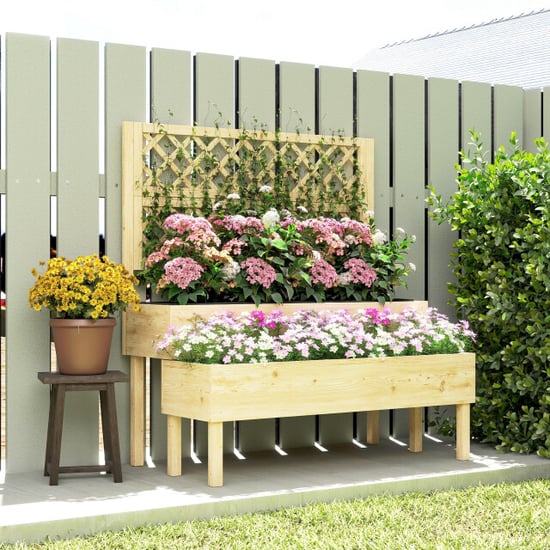 4goodz Plantenbak hout met klimrek 108x62x120 cm met worteldoek - Image 3