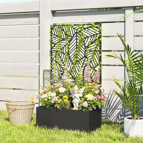 4goodz Plantenbak metaal met klimrek 30x60x113 cm zwart - Image 4