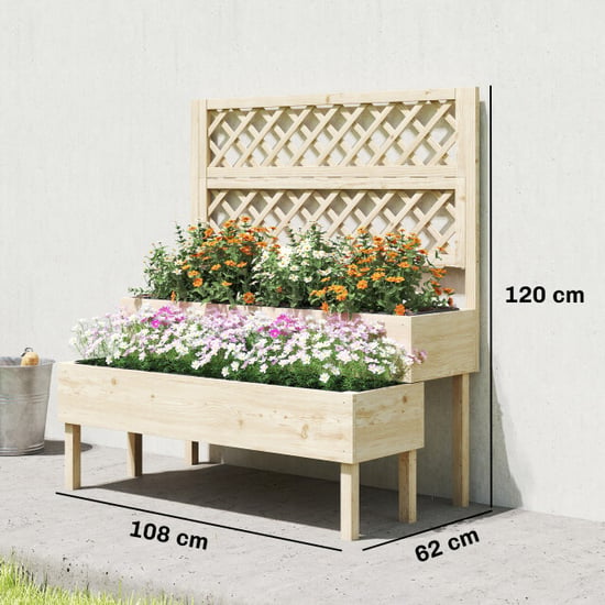 4goodz Plantenbak hout met klimrek 108x62x120 cm met worteldoek - Image 4