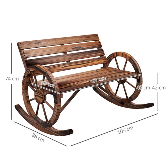 4goodz Tuin schommelbank 2-persoons met wielvormige armleuningen bruin - Image 5