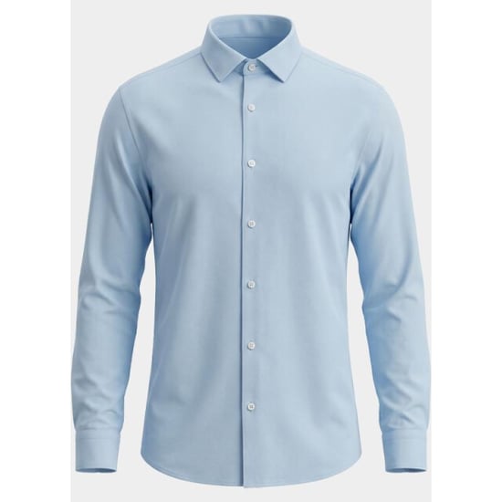 Bos Bright Blue Overhemd heren van jersey met cutaway boord 3505/baby blue - Image 2
