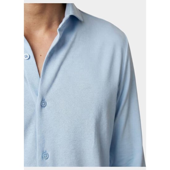 Bos Bright Blue Overhemd heren van jersey met cutaway boord 3505/baby blue - Image 3