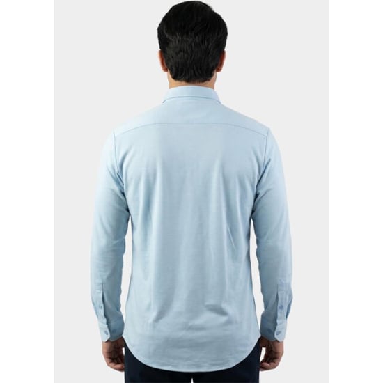 Bos Bright Blue Overhemd heren van jersey met cutaway boord 3505/baby blue - Image 4