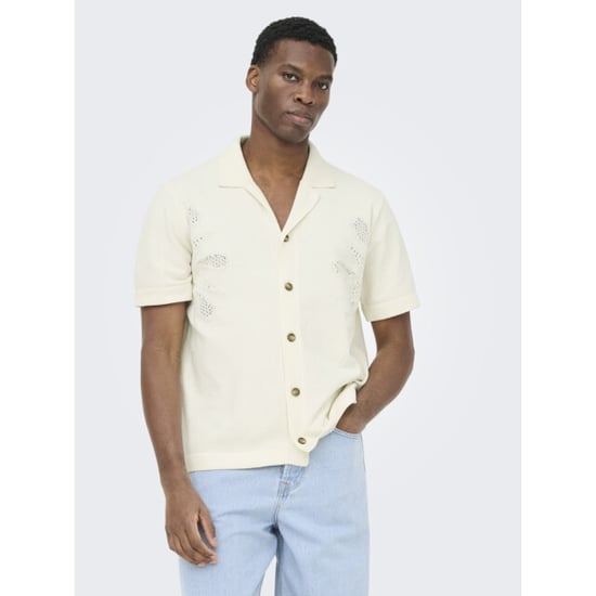 Only & Sons Onsjam life reg ss shirt knit off-white - Image 3