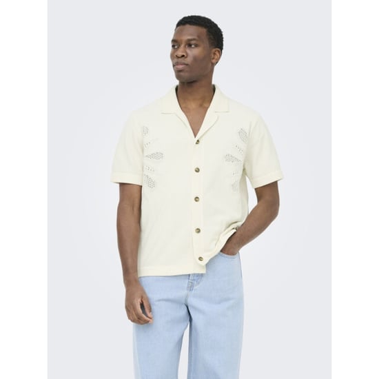 Only & Sons Onsjam life reg ss shirt knit off-white - Image 4