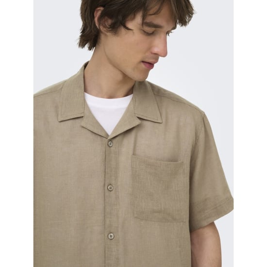 Only & Sons Onslaurence linen resort collar ss taupe - Image 4