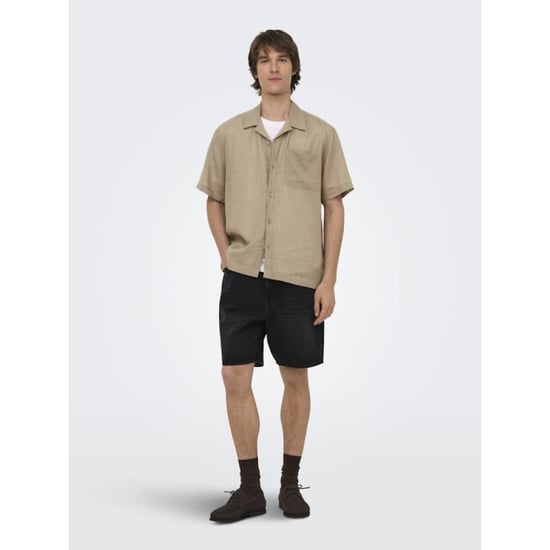 Only & Sons Onslaurence linen resort collar ss taupe - Image 5