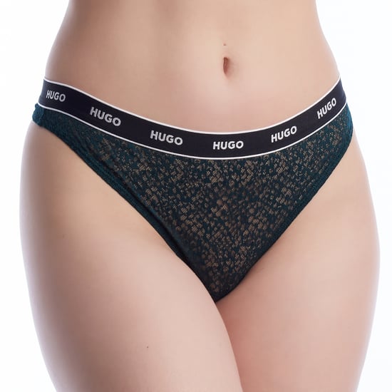 Pack of 3 Women's Lace Thongs with Logo 50535265 - Image 5