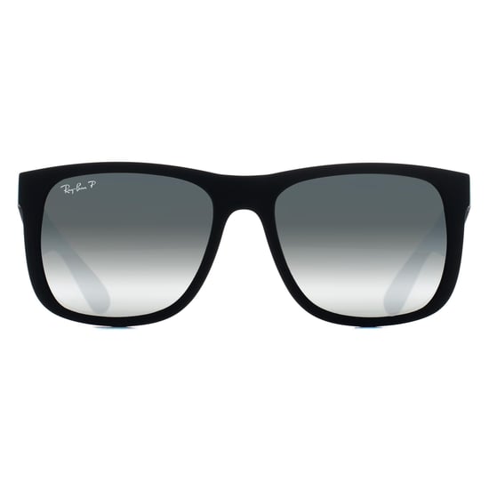 Ray-Ban Rectangle Unisex Rubber Black Silver Mirror Polarized RB4165 Justin - Image 1