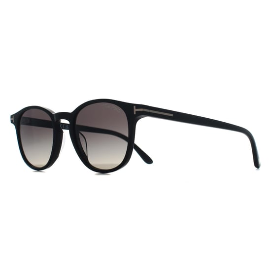 Tom Ford Round Mens Shiny Black Grey Gradient Light Mirror Holt-02 FT1302 - Image 2