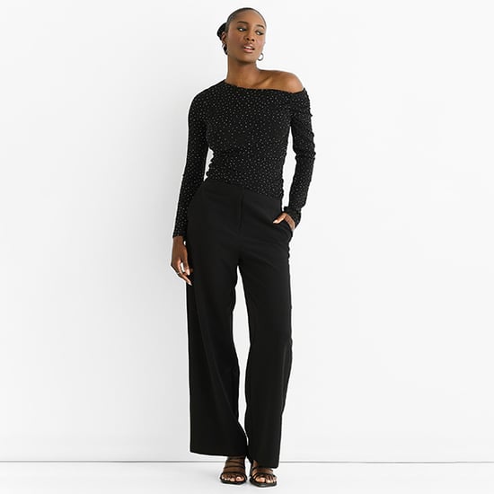 Black Diamante Slash Neck Top - Image 3