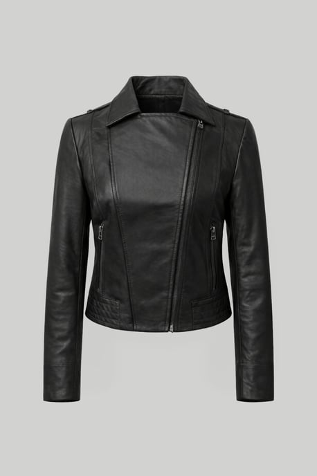 Armin Leather Biker Jacket in Black - Image 3