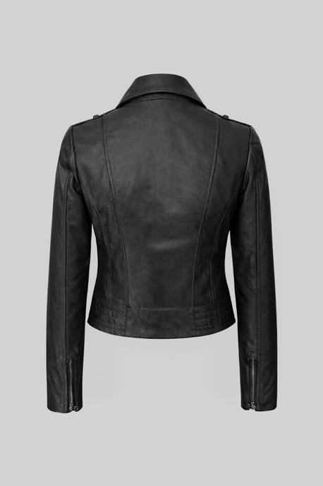 Armin Leather Biker Jacket in Black - Image 4