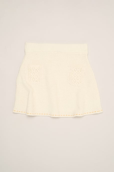 Crochet 3-Piece Set with Knit Top, Skirt & Floral Bag - Image 5