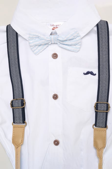 Mock Shirt Bodysuit, Shorts and Bowtie Outfit Set - Image 3