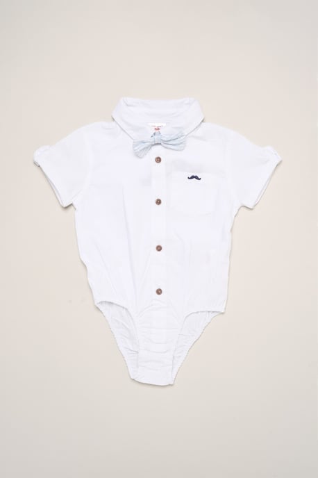 Mock Shirt Bodysuit, Shorts and Bowtie Outfit Set - Image 5