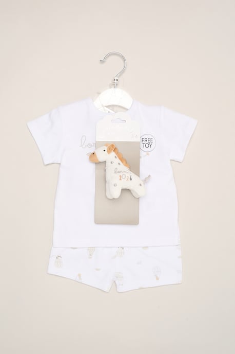 Born in 2026 Print T-Shirt, Shorts and Plush Toy - Image 2