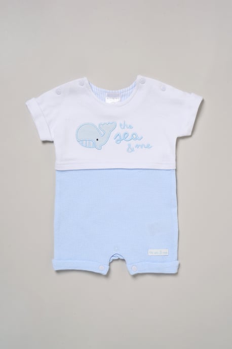 Whale Printed Romper and Reversible Hat Outfit Set - Image 2