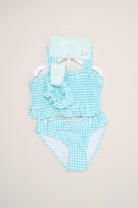 Gingham Bikini Set with Scrunchie - Image 2