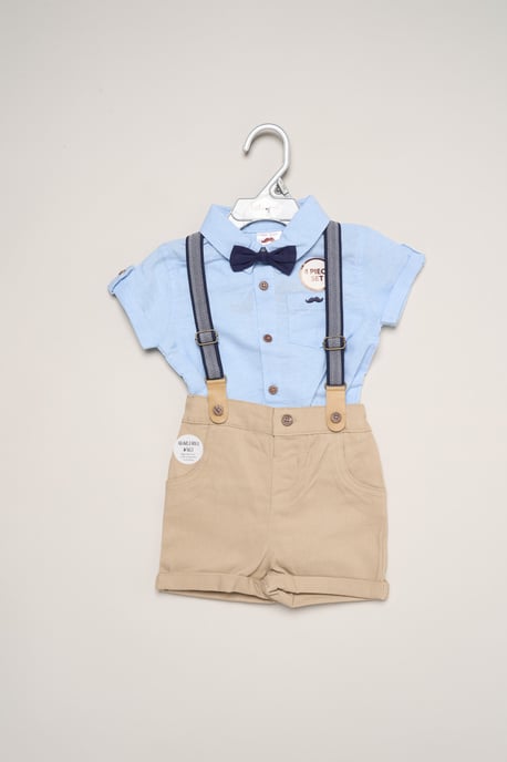 Mock Shirt Bodysuit, Shorts and Bowtie Outfit Set - Image 2
